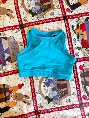 Bright Turquoise Athletic Crop Tank Top, size L